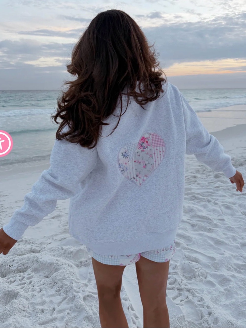 Light Heather Gray Crewneck with Pastel Patch Letters - Picture 3 of 3